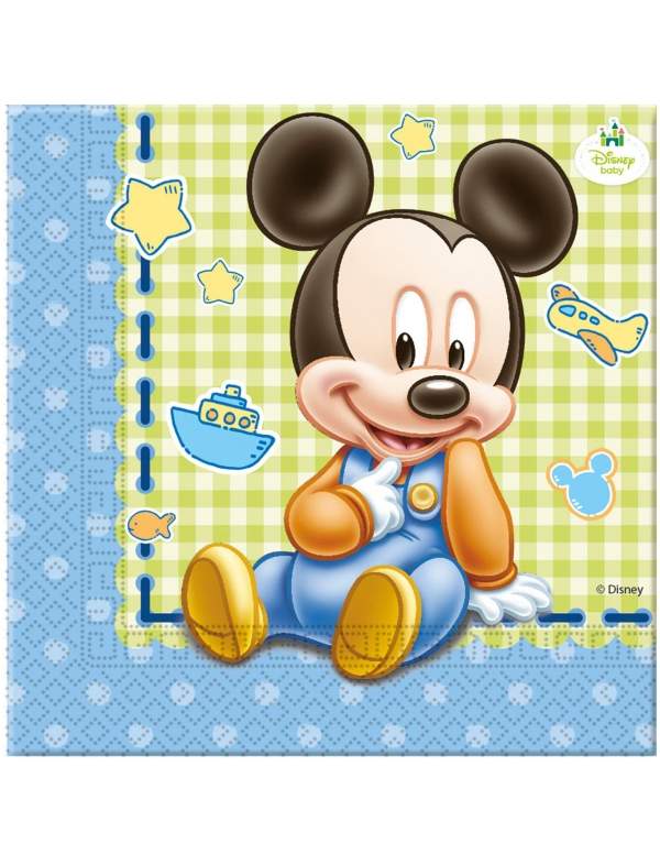 HappyKuchen.de Pack décoration d'anniversaire 1 an garçon bébé Mickey Disney - 3