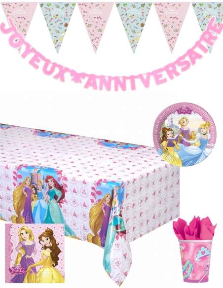HappyKuchen.de Pack décoration d'anniversaire Belle princesses Disney - 1