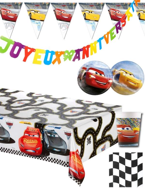 HappyKuchen.de Pack décoration d'anniversaire Cars Disney Flash Mcqueen - 1