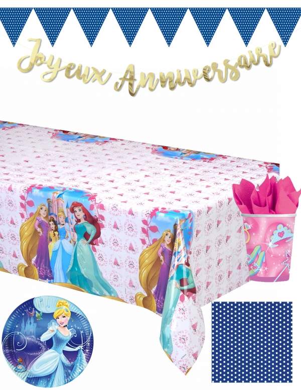HappyKuchen.de Pack décoration d'anniversaire Cendrillon princesses Disney - 1