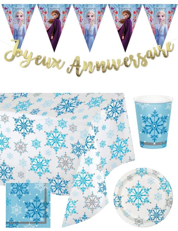 HappyKuchen.de Pack décoration d'anniversaire Reine des neiges princesses Disney - 1