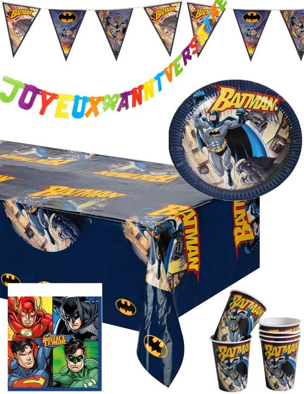 HappyKuchen.de Pack décoration d'anniversaire Batman super-héros - 1