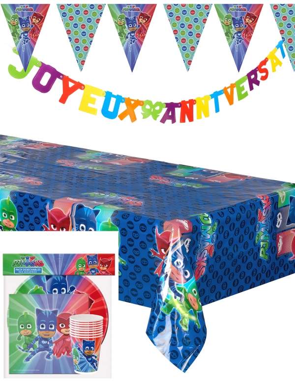 HappyKuchen.de PJ Masks Pyjamahelden Geburtstagsdekorationspaket - 1