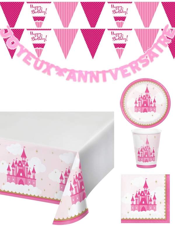 HappyKuchen.de Rosa Prinzessin Mädchen Geburtstagsdekorationspaket - 1