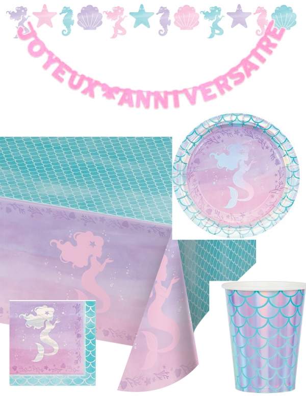 HappyKuchen.de Meerjungfrau Geburtstagsdekorationspaket Ariel die kleine Meerjungfrau Disney Prinzessin - 1