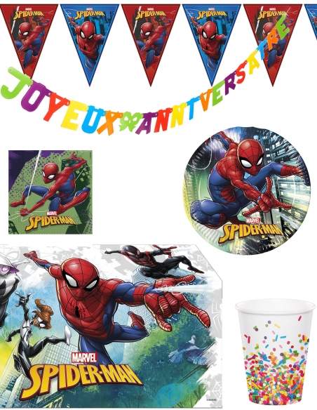 HappyKuchen.de Pack décoration d'anniversaire Spiderman Marvel super-héros - 1