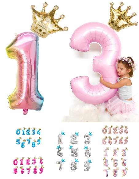 HappyKuchen.de Ballon chiffre numero avec couronne - 1