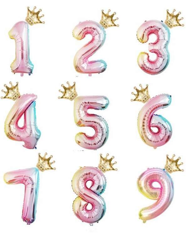 HappyKuchen.de Ballon chiffre numero avec couronne - 5