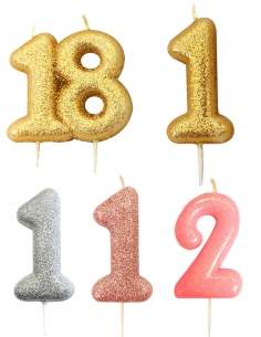 HappyKuchen.de Grande Bougie chiffre 10 cm paillettes - 1
