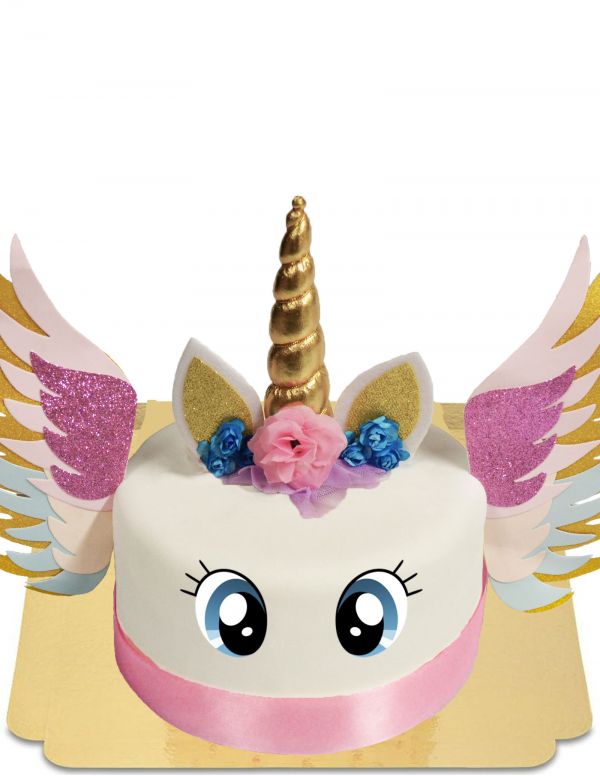 HappyKuchen.de Gateau Licorne ailée grands yeux sans gluten, bio et vegan - 1