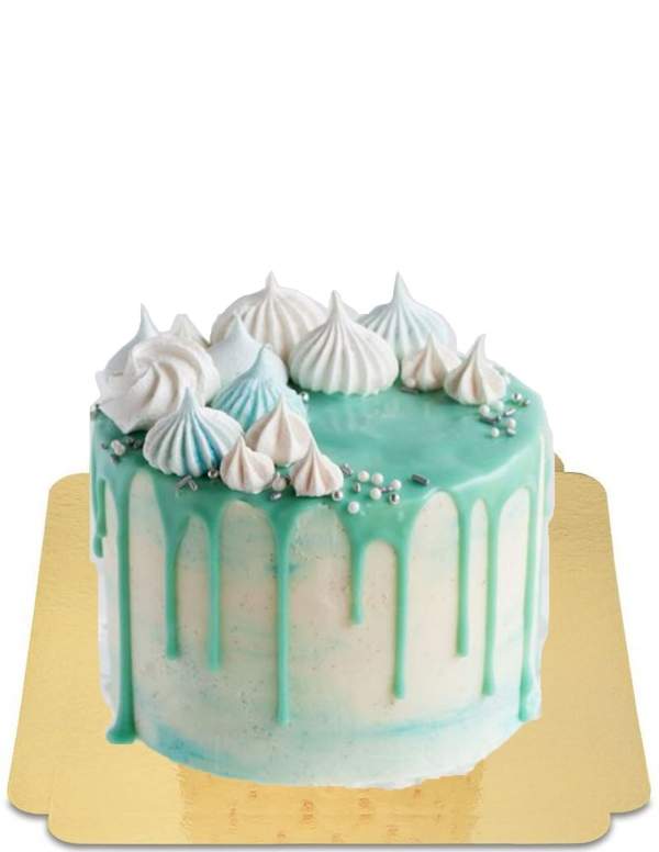  Aquamarin und marmorierter Drip Cake mit veganen Baisers, glutenfrei - 34