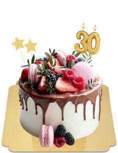 Veganer Drip Cake mit rosa Früchten und Makronen, glutenfrei - 101