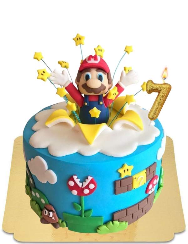 HappyKuchen.de Mario Videospielkuchen aus veganem Kuchen, glutenfrei - 1