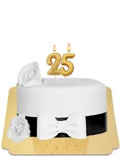  Deluxe Torte mit schwarzem Satinband und veganer Zuckerblume, glutenfrei - 262