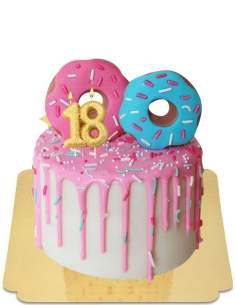  Rosa Donut Drip Cake mit veganem Zuckerkonfetti, glutenfrei - 15