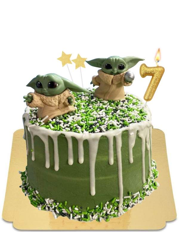  Grüner Baby Yoda Drip Cake mit veganen Baisers, glutenfrei - 11
