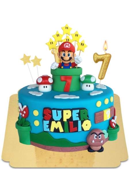 HappyKuchen.de Mario Torte mit Figur und veganer Zuckerpaste Dekoration, glutenfrei - 47