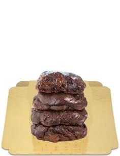 HappyKuchen.de 4 "Fudgy" Cookies Doppelte vegane Zartbitterschokolade, glutenfrei ohne Zucker mit niedrigem glykämischen Index f