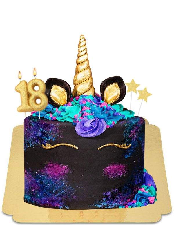 HappyKuchen.de Gâteau Licorne noir timide à meringues vegan, sans gluten - 217