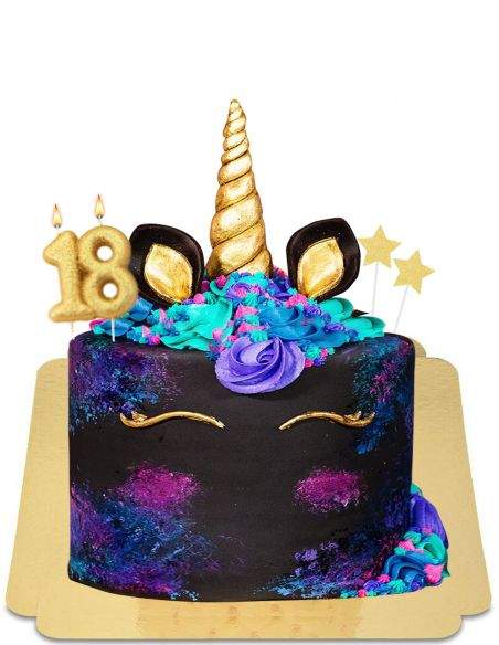 HappyKuchen.de Gâteau Licorne noir timide à meringues vegan, sans gluten - 217