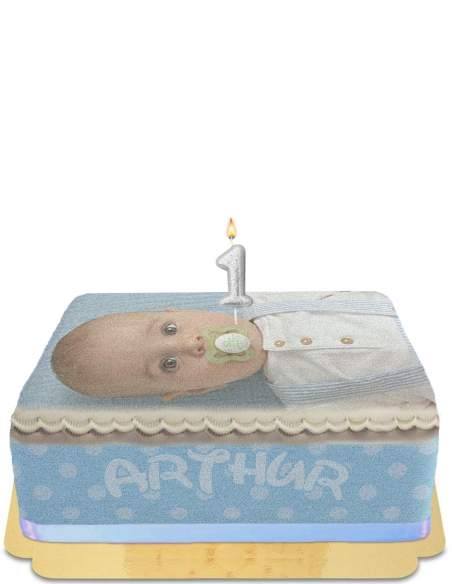 HappyKuchen.de Baby Boy Foto Geburtstagstorte ohne Ei, vegetarisch und glutenfrei - 21