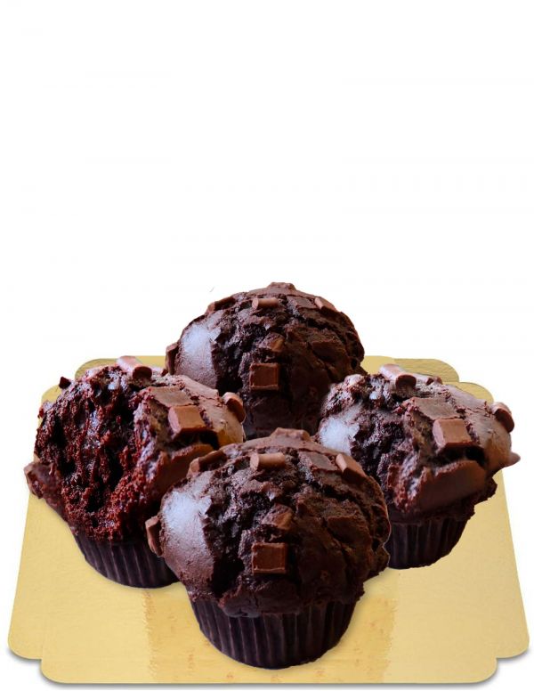 HappyKuchen.de 4 Gros muffins "fudgy" double chocolat coeur fondant sans sucre, bio, vegan et à IG bas - 15