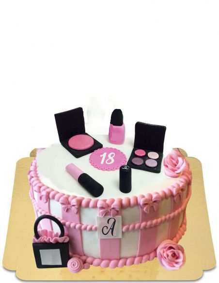 HappyKuchen.de Gâteau maquillage Gucci rose et blanc vegan, sans gluten - 1