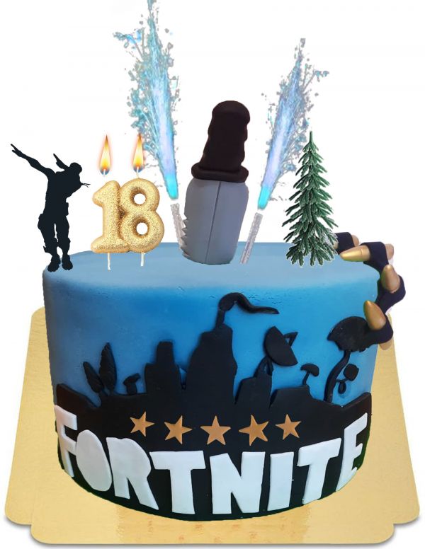  Grüner Fortnite Drip Cake dekoriert mit veganen Makronen, glutenfrei - 1